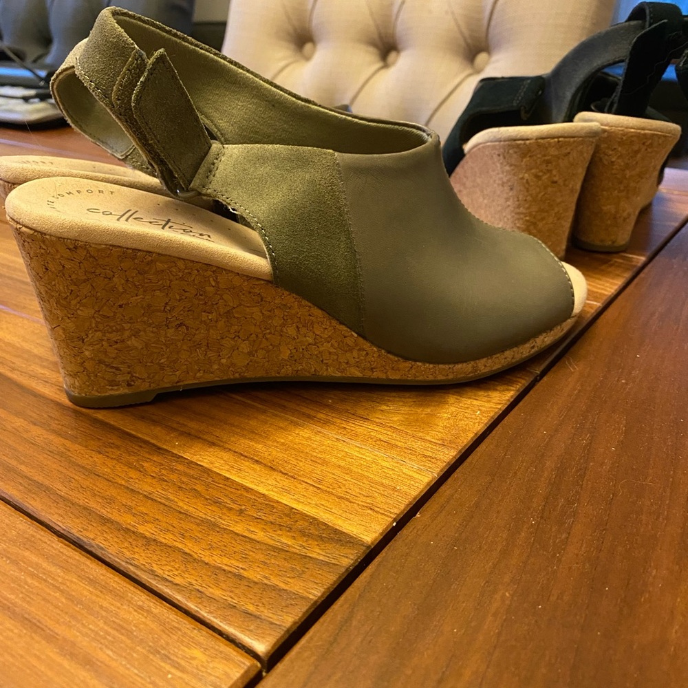 Clark cork wedge heels